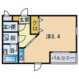 サンシティ姪浜 ワンルームの間取図画像