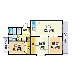 スプリングコート1 3LDKの間取図画像