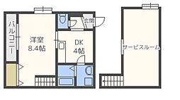 アルファーレ姪浜駅南 1DKの間取図画像