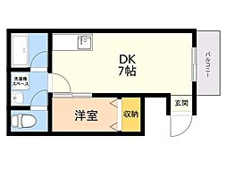 ドリームパレス愛宕 1LDKの間取図画像