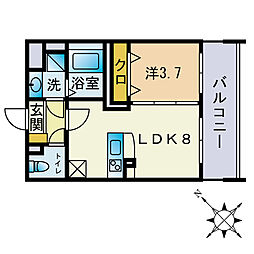 RiverGarden室見 1LDKの間取図画像