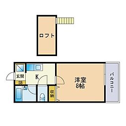 グリーンフィールド 1Kの間取図画像
