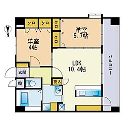 カーサ愛宕南 2LDKの間取図画像