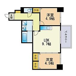 ビエラコート姪浜 2LDKの間取図画像