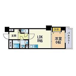 ラフィーネ姪浜 1DKの間取図画像