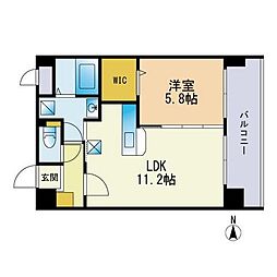 シャトーラフルール 1LDKの間取図画像