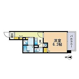 ポポラーレ姪浜 1Kの間取図画像