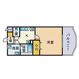 S-FORT姪浜 1Kの間取図画像