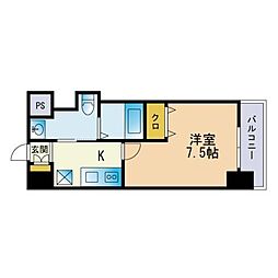 サムティタワーズ愛宕 1Kの間取図画像