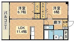 エレガンスマルフク 2LDKの間取図画像