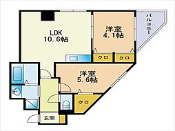 ビエラコート姪浜 2LDKの間取図画像