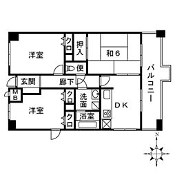 ケイエル姪浜 3DKの間取図画像