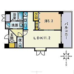 愛宕ガーデンリュクス 1LDKの間取図画像
