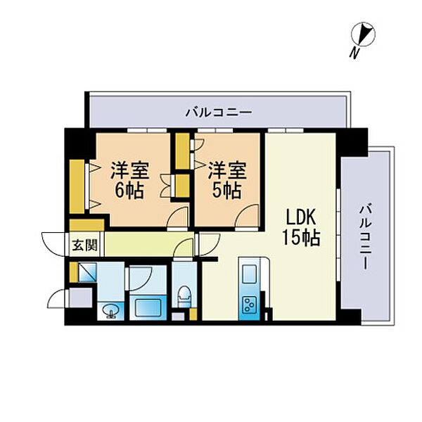 ロイヤル伊都の杜 1304｜福岡県糸島市伊都の杜１丁目(賃貸マンション2LDK・13階・61.25㎡)の写真 その2