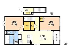 パークサイド3 2LDKの間取図画像