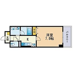 ヴィルヌーブ 1Kの間取図画像