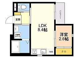 シャルマン今宿 1LDKの間取図画像
