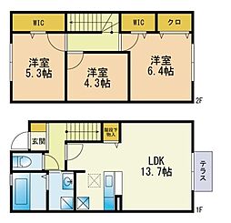 D-room学研都市B 3LDKの間取図画像