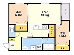 ステラ師吉 2LDKの間取図画像