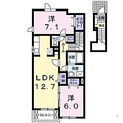 リヤン伊都 2LDKの間取図画像