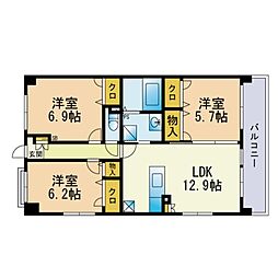 フロイントシャフト 3LDKの間取図画像
