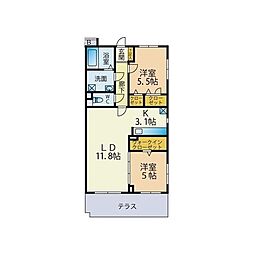 LakeSideHills 2LDKの間取図画像