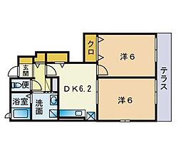 ソレイユ・美咲ヒルズ1 2DKの間取図画像