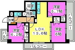 グリーンスクエア 3LDKの間取図画像