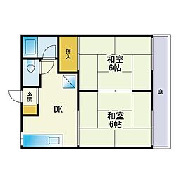 サニーハイツB 2DKの間取図画像