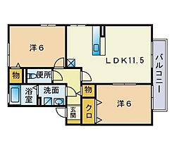 サン・マリアン・南風・A 2LDKの間取図画像