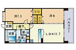 ウエストキーファー2 2LDKの間取図画像