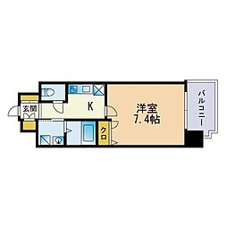 スカイシャトレ伊都 1Kの間取図画像