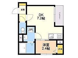 仮称)西区今宿東1丁目B棟新築AP 1DKの間取図画像