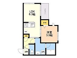 エクシア前原駅 A棟 1LDKの間取図画像