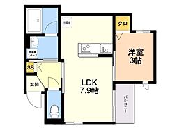 エクシア前原駅 A棟 1LDKの間取図画像