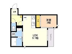 グランティック今宿 1LDKの間取図画像