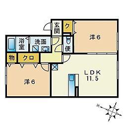 フォンテーヌ 2LDKの間取図画像