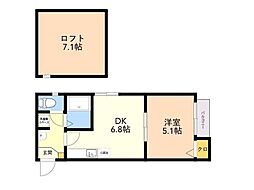 GOLDWING周船寺1 1DKの間取図画像