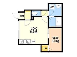 周船寺2丁目アパート(仮称) 1LDKの間取図画像