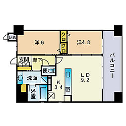 アメイズブレステージ別府 2LDKの間取図画像