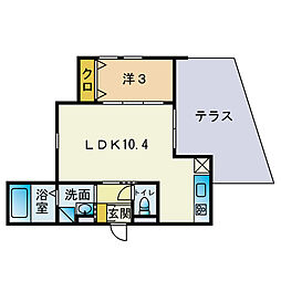 アークトゥルス西南の杜eclat 1LDKの間取図画像