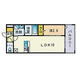 アークトゥルス西南の杜eclat 1LDKの間取図画像