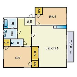 コンタクトヴィレッジ重留B 2LDKの間取図画像