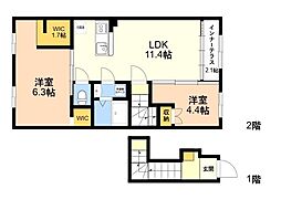 シエル ラフィネ 2LDKの間取図画像