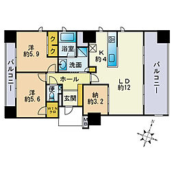 グランドメゾン別府レジデンス 2SLDKの間取図画像