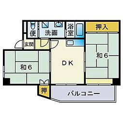 グリーンコーポ平坂 2DKの間取図画像