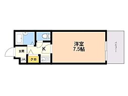 プロスパリア城南 1Kの間取図画像