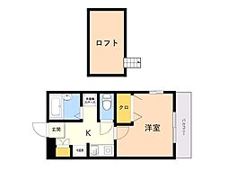 ティアラ原南 1Kの間取図画像