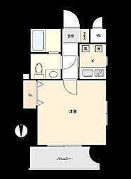 エステートモア城南2 1Kの間取図画像