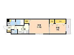 グランディール茶山 1LDKの間取図画像